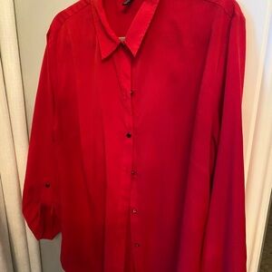 Jones New York Vibrant Red Casual Button Down Shirt